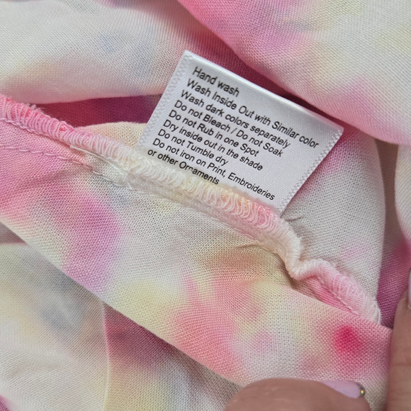 Pink White Tie Dye Smocked Off the Shoulder Area Stars Kaia Dress Size Small - Picture 11 of 13